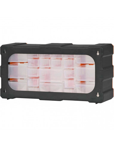 Tradineur - Caja organizadora de herramientas, multiclasificador con 22 cajones dobles transparentes, plástico, modulo, estante