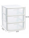 Tradineur - Cajonera sena 3 cajones, plástico blanco, 40 x 39 x 49,5 cm, torre de almacenaje, cajones opacos, organizador auxili