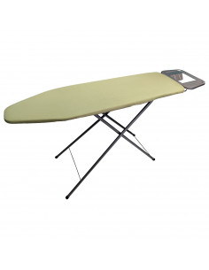 Tradineur - Tabla de planchar de metal, 100% algodón, altura regulable, soporte para plancha y patas metálicas antideslizantes,
