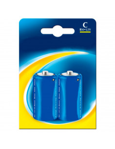 Tradineur - Pack de 2 pilas R14 - 1,5 V - C - pilas de repuesto para juguetes, linternas, relojes, aparatos electrónicos - 4,6 x