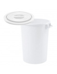 Tradineur - Cubo de basura de plástico, muy resistente, incluye tapa y asas, apto para uso alimentario, contenedor de residuos,