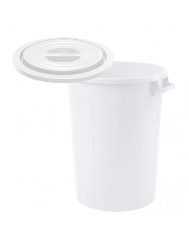 Tradineur - Cubo de basura de plástico, muy resistente, incluye tapa y asas, apto para uso alimentario, contenedor de residuos,