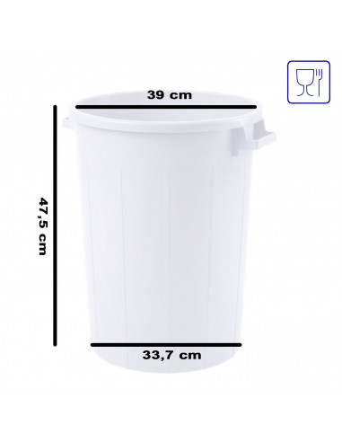 Tradineur - Cubo de basura de plástico, muy resistente, incluye tapa y asas, apto para uso alimentario, contenedor de residuos,