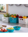 Tradineur - Cesta organizadora rectangular "Rattan", polipropileno, caja con asas, almacenamiento de ropa, productos de limpieza