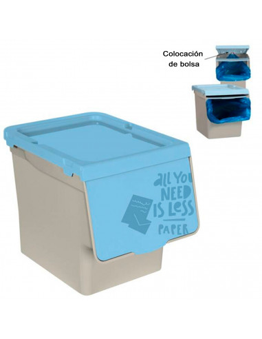 Tradineur - Contenedor apilable de polipropileno, cubo de basura, caja de almacenamiento de residuos, fácil apertura, reciclaje,