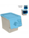 Tradineur - Contenedor apilable de polipropileno, cubo de basura, caja de almacenamiento de residuos, fácil apertura, reciclaje,