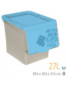 Tradineur - Contenedor apilable de polipropileno, cubo de basura, caja de almacenamiento de residuos, fácil apertura, reciclaje,