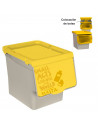 Tradineur - Contenedor apilable, polipropileno, cubo de basura, caja de almacenamiento de residuos, fácil apertura, reciclaje, c