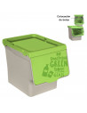 Tradineur - Contenedor de polipropileno apilable, cubo de basura, caja de almacenamiento de residuos, fácil apertura, reciclaje,