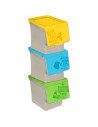 Tradineur - Pack de 3 contenedores apilables, polipropileno, cubos de basura, almacenamiento de residuos, fácil apertura, recicl