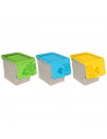 Tradineur - Pack de 3 contenedores apilables, polipropileno, cubos de basura, almacenamiento de residuos, fácil apertura, recicl