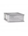 Tradineur - Cajonera sena 1 cajón, plástico, gris plata, 17,5 x 39 x 40 cm, cajón de almacenaje transparente, organizador auxili