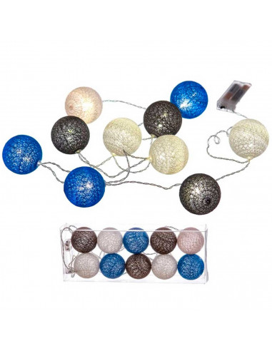 Tradineur - Guirnalda de luces LED con 10 bolas, tira de luz para interior, funciona con pilas, incluye mando de encendido, deco