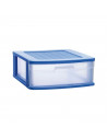 Tradineur - Cajonera sena 1 cajón, plástico azul, 17,5 x 39 x 40 cm, cajón de almacenaje transparente, organizador auxiliar mult