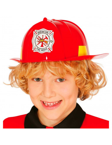 Tradineur - Casco infantil de bombero, plástico, sombrero de niño, gorro para disfraces, juguete, accesorio de carnaval, Hallowe