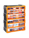 Tradineur - Caja organizadora de herramientas, multiclasificador con 39 cajones dobles transparentes, plástico, modulo, estante