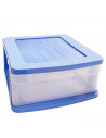 Tradineur - Cajonera sena 1 cajón, plástico azul, 17,5 x 39 x 40 cm, cajón de almacenaje transparente, organizador auxiliar mult