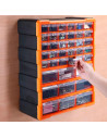 Tradineur - Caja organizadora de herramientas, multiclasificador con 39 cajones dobles transparentes, plástico, modulo, estante