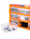 Tradineur - Caja organizadora de herramientas, multiclasificador con 39 cajones dobles transparentes, plástico, modulo, estante