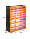 Tradineur - Caja organizadora de herramientas, multiclasificador con 39 cajones dobles transparentes, plástico, modulo, estante