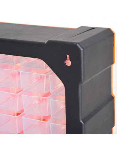 Tradineur - Caja organizadora de herramientas, multiclasificador con 60 cajones dobles transparentes, plástico, modulo, estante