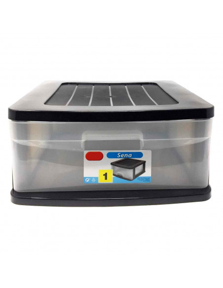Tradineur - Cajonera sena 1 cajón, plástico negro, 17,5 x 39 x 40 cm, cajón de almacenaje opaco, organizador auxiliar multiusos, Tradineur - Cajonera sena 1 cajón, plástico negro, 17,5 x 39 x 40 cm, cajón de almacenaje opaco, organizador auxiliar multiusos,