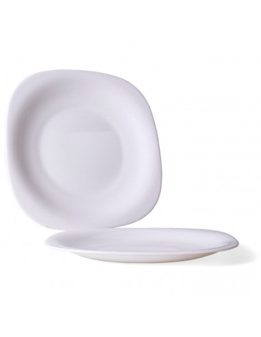 Tradineur - Plato de postre de vidrio opal templado, extra resistente, vajilla de cocina, apto para lavavajillas y microondas (B