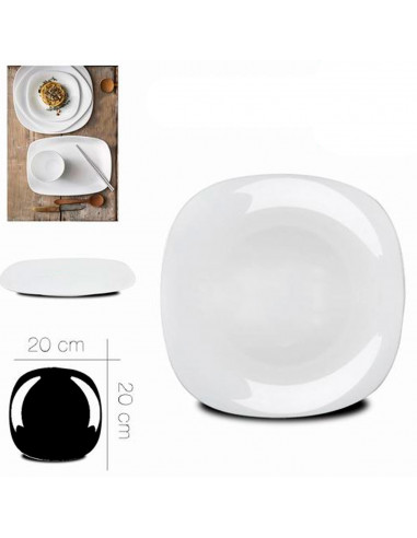 Tradineur - Plato de postre de vidrio opal templado, extra resistente, vajilla de cocina, apto para lavavajillas y microondas (B