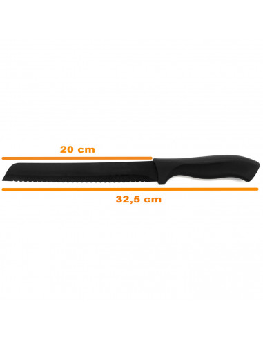 Tradineur - Cuchillo pan, cuchillo panero profesional con hoja serrada de 20 cm y mango ergonómico de plástico, corte preciso, c