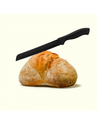 Tradineur - Cuchillo pan, cuchillo panero profesional con hoja serrada de 20 cm y mango ergonómico de plástico, corte preciso, c