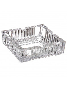 Tradineur - Cenicero cuadrado de cristal con 4 muescas para cigarros, interior y exterior, resistente, hostelería, hogar, 10,6 x