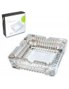 Tradineur - Cenicero cuadrado de cristal con 4 muescas para cigarros, interior y exterior, resistente, hostelería, hogar, 10,6 x