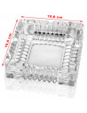 Tradineur - Cenicero cuadrado de cristal con 4 muescas para cigarros, interior y exterior, resistente, hostelería, hogar, 10,6 x