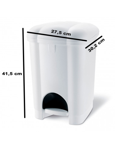 Tradineur - Cubo de basura de plástico con pedal y recipiente interior, contenedor de residuos, papelera de cocina, reciclaje (B