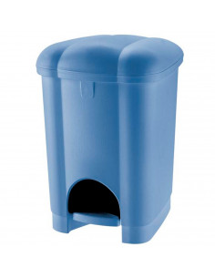 Tradineur - Cubo de basura con pedal y recipiente interior, plástico, contenedor de residuos, papelera de cocina, reciclaje (Azu