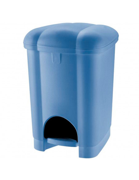 Tradineur - Cubo de basura con pedal y recipiente interior, plástico, contenedor de residuos, papelera de cocina, reciclaje (Azu