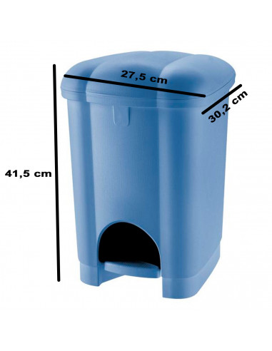 Tradineur - Cubo de basura con pedal y recipiente interior, plástico, contenedor de residuos, papelera de cocina, reciclaje (Azu