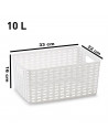Tradineur - Cesta organizadora "Rattan" de plástico, caja con asas, almacenamiento de ropa, productos de limpieza, frutas, verdu