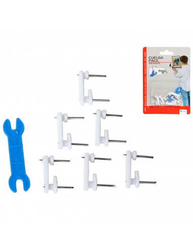 Tradineur - Pack de 6 cuelga fácil de doble punta, fija cuadros, ganchos para colgar marcos de fotos sin agujeros y sin taladrar