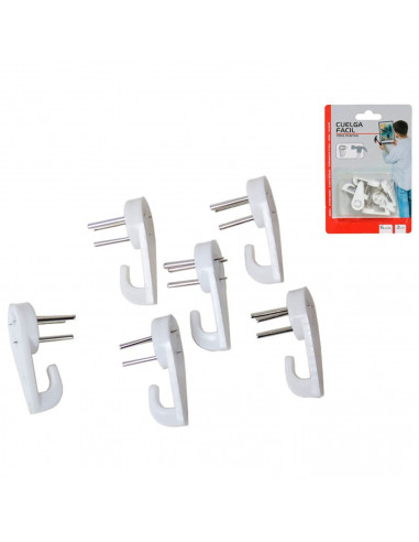 Tradineur - Pack de 6 cuelga fácil de tres puntas, fija cuadros, ganchos para colgar marcos de fotos sin agujeros y sin taladrar
