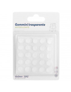 Tradineur - Pack de 25 gomas antideslizantes transparentes, gotas, lágrimas de plástico adhesivas, almohadilla autoadhesiva, pro