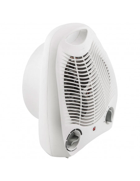 Tradineur - Calefactor vertical con asa, 2000W, 2 velocidades + aire frío, termostato, piloto luminoso, termo ventilador para ba