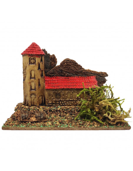 Tradineur - Casita, edificio para Belén, corcho y resina, adorno para nacimiento, pesebre, artesano, decoración tradicional de N