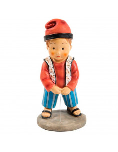Tradineur - Figura de pixaner Naïf para Belén, marmolina, meón decorativo para nacimiento, pesebre, Navidad, adorno divertido tr