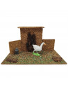 Tradineur - Corral de corcho con animales de resina para Belén, adorno, granja para nacimiento, pesebre, Navidad, decoración tra