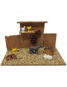 Tradineur - Corral de corcho con animales de resina para Belén, adorno, granja para nacimiento, pesebre, Navidad, decoración tra