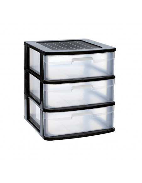Tradineur - Cajonera Sena 3 cajones sin ruedas en negro, 49,5 x 39 x 40 cm Tradineur - Cajonera Sena 3 cajones sin ruedas en negro, 49,5 x 39 x 40 cm