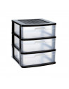 Tradineur - Cajonera Sena 3 cajones sin ruedas en negro, 49,5 x 39 x 40 cm