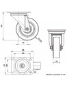 Tradineur - Rueda giratoria para muebles, goma y hierro, incluye placa de montaje, rueda de transporte para cargas pesadas, indu