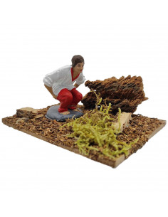 Tradineur - Figura de caganer para Belén, resina y corcho, cagón decorativo para nacimiento, pesebre, Navidad, adorno divertido